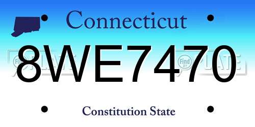 8WE7470 Connecticut License Plate