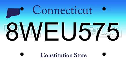 8WEU575 Connecticut License Plate