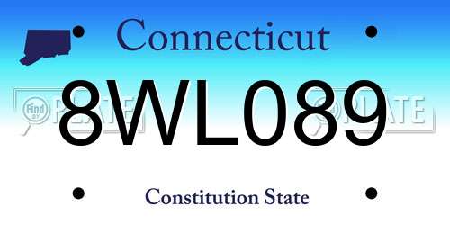 8WL089 Connecticut License Plate