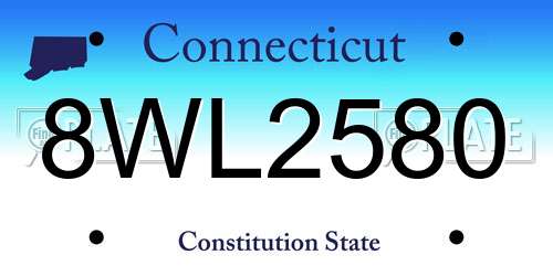 8WL2580 Connecticut License Plate