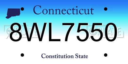 8WL7550 Connecticut License Plate