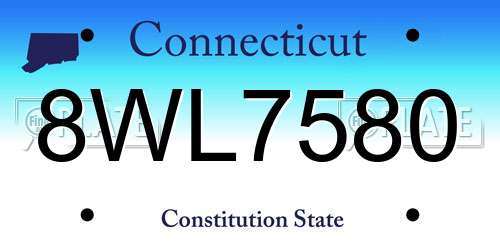 8WL7580 Connecticut License Plate