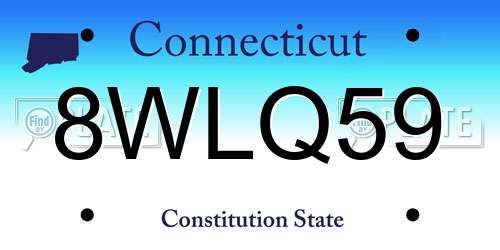 8WLQ59 Connecticut License Plate