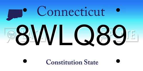 8WLQ89 Connecticut License Plate