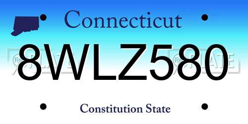 8WLZ580 Connecticut License Plate