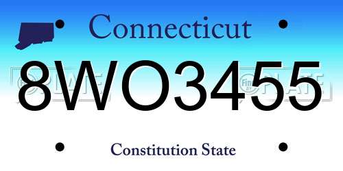 8WO3455 Connecticut License Plate