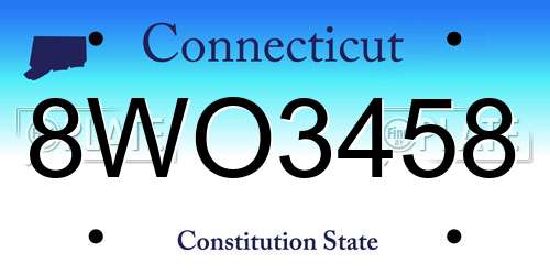 8WO3458 Connecticut License Plate