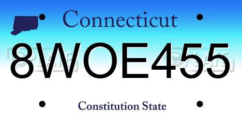 8WOE455 Connecticut License Plate