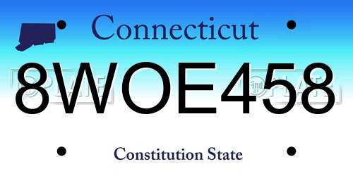 8WOE458 Connecticut License Plate