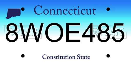 8WOE485 Connecticut License Plate
