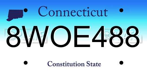 8WOE488 Connecticut License Plate