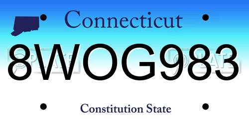8WOG983 Connecticut License Plate