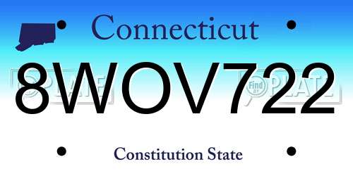 8WOV722 Connecticut License Plate