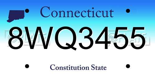 8WQ3455 Connecticut License Plate
