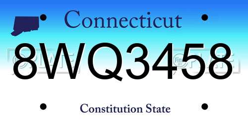 8WQ3458 Connecticut License Plate