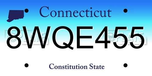 8WQE455 Connecticut License Plate