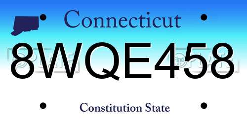 8WQE458 Connecticut License Plate