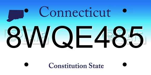 8WQE485 Connecticut License Plate
