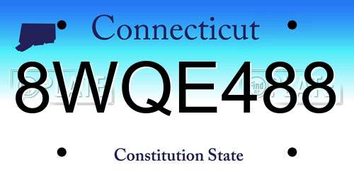 8WQE488 Connecticut License Plate