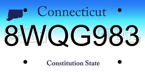 8WQG983 Connecticut License Plate