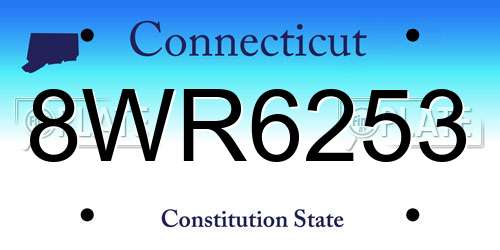 8WR6253 Connecticut License Plate