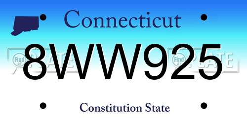 8WW925 Connecticut License Plate