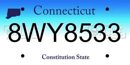 8WY8533 Connecticut License Plate