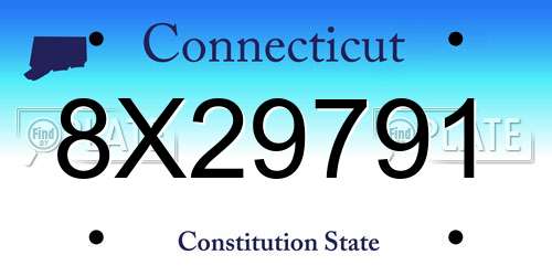 8X29791 Connecticut License Plate