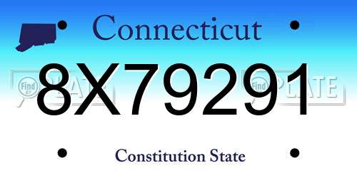 8X79291 Connecticut License Plate