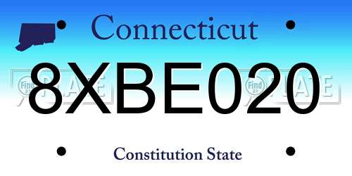 8XBE020 Connecticut License Plate