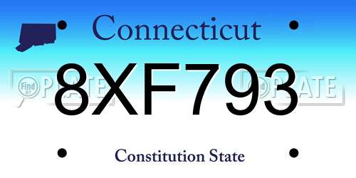 8XF793 Connecticut License Plate
