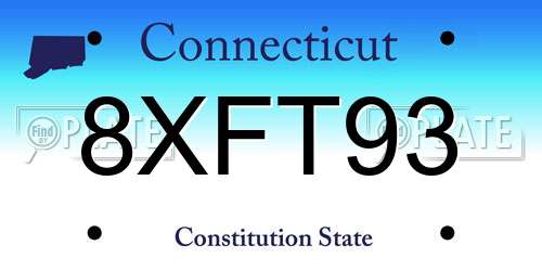 8XFT93 Connecticut License Plate
