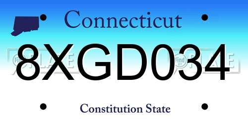 8XGD034 Connecticut License Plate