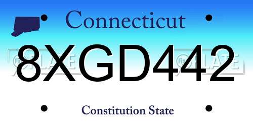 8XGD442 Connecticut License Plate