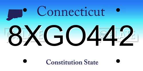 8XGO442 Connecticut License Plate