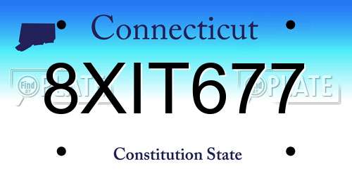 8XIT677 Connecticut License Plate