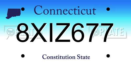8XIZ677 Connecticut License Plate