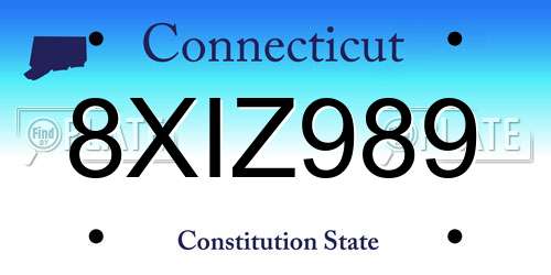 8XIZ989 Connecticut License Plate