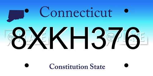 8XKH376 Connecticut License Plate