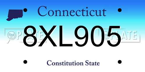 8XL905 Connecticut License Plate