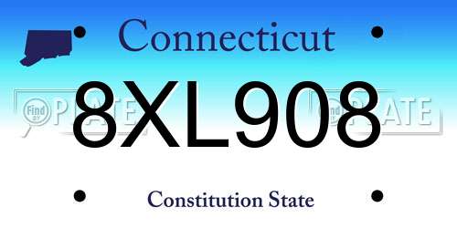 8XL908 Connecticut License Plate