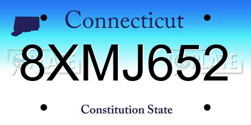 8XMJ652 Connecticut License Plate