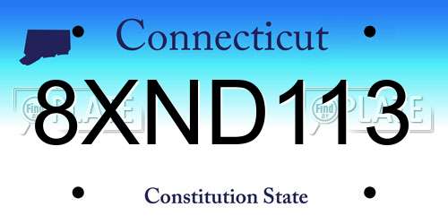 8XND113 Connecticut License Plate