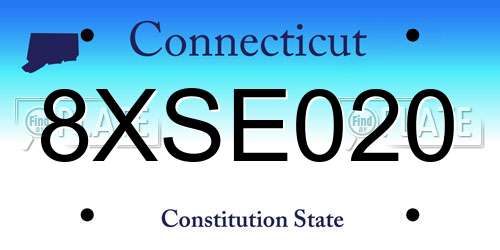 8XSE020 Connecticut License Plate