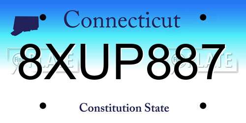 8XUP887 Connecticut License Plate