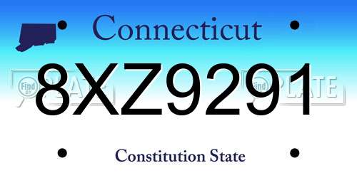8XZ9291 Connecticut License Plate