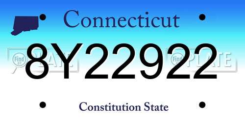 8Y22922 Connecticut License Plate