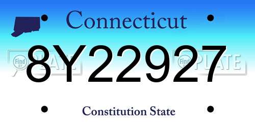 8Y22927 Connecticut License Plate