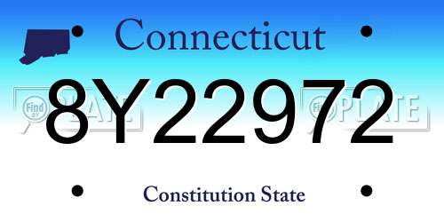 8Y22972 Connecticut License Plate