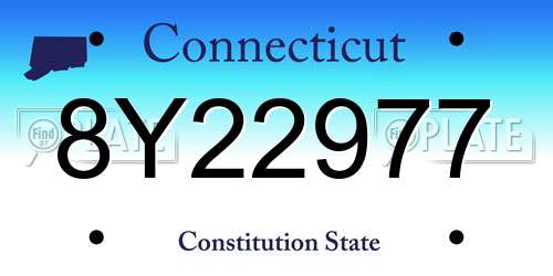 8Y22977 Connecticut License Plate